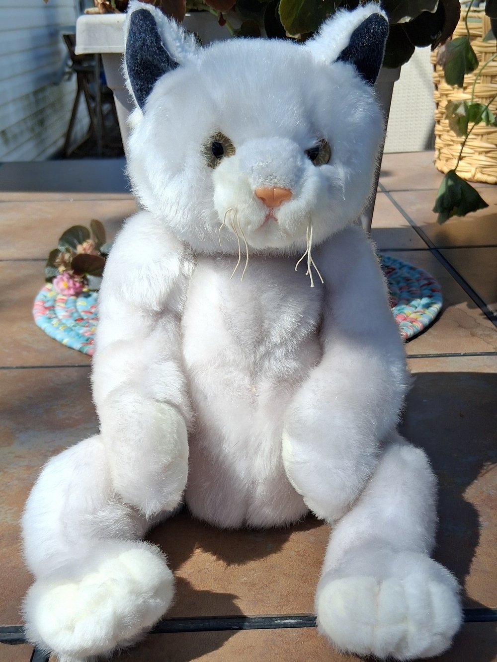 Vintage Large Ty White and Black Plush Cat